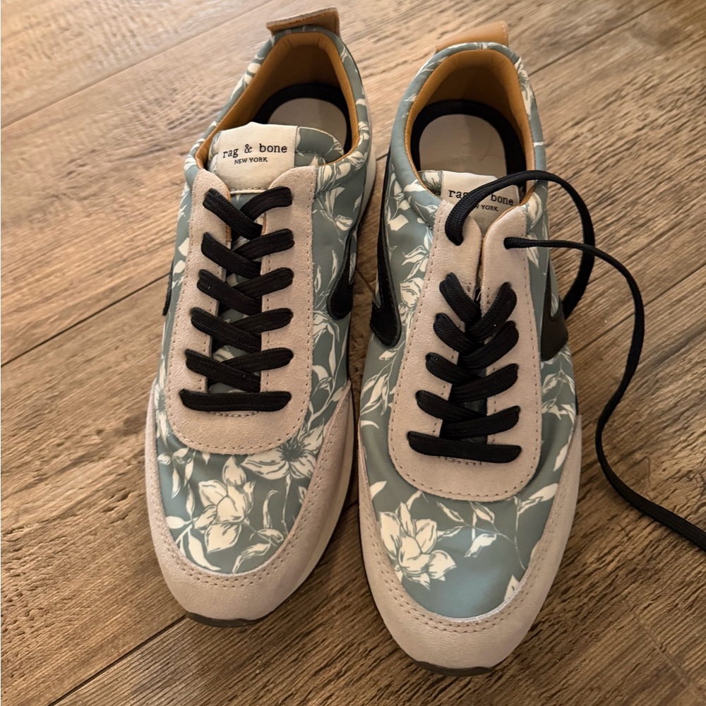 Rag & Bone Blue Floral Lace-Up Sneakers - Never Worn